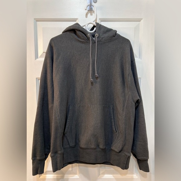 Champion Reverse Weave Dark Gray Hoodie Sz L Heavyweight Pullover Sweatshirt - Picture 1 of 10